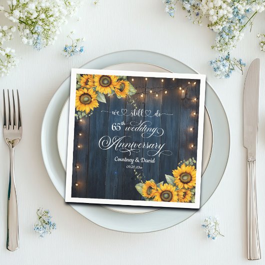 We Still Do 65th Wedding Anniversary String Lights スタンダードカクテルナプキン