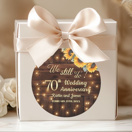 We Still Do 70th Wedding Anniversary String Lights ラウンドシール