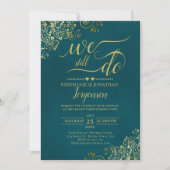 We Still Do Elegant Dark Teal & Gold Vow Renewal 招待状 (正面)
