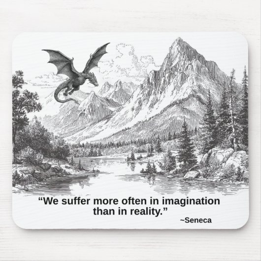 "We Suffer More in Imagination" – Stoic Quote マウスパッド (正面)