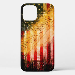 WE THE PEOPLEヴィンテージレトロロックアメリカ国旗 iPhone 12 PROケース