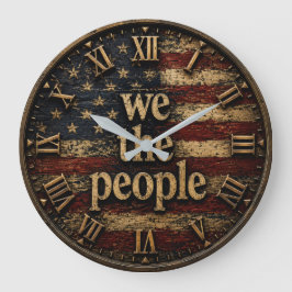 We The People American Flag ラージ壁時計