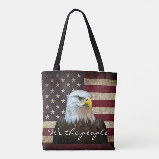 We The People American Flag Bald Eagle  トートバッグ (裏面)