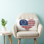 We The People American Flag Heart ランバークッション (椅子)