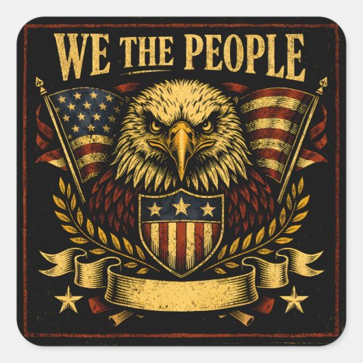 We The People – Constitutional American Pride スクエアシール (正面)