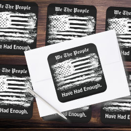 We The People Distressed Flag スクエアシール