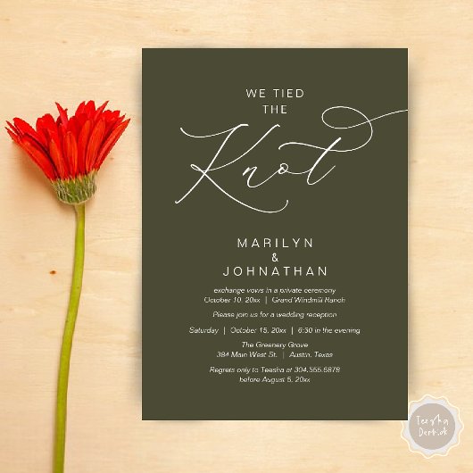 We tied the knot, Elopement Reception Dinner 招待状