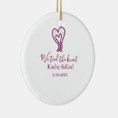We tied the knot pink heart knots name date romant セラミックオーナメント (右)