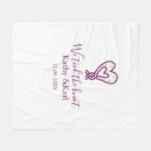 We tied the knot pink heart knots name date romant フリースブランケット (正面(横))