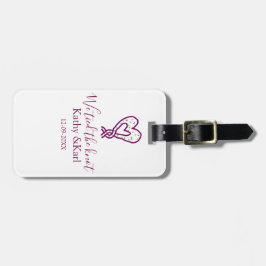 We tied the knot pink heart knots name date romant ラゲッジタグ