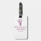 We tied the knot pink heart knots name date romant ラゲッジタグ (裏面縦)