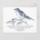 We’ve Moved Postcard – Elegant Bird Illustration 案内ポストカード (正面)
