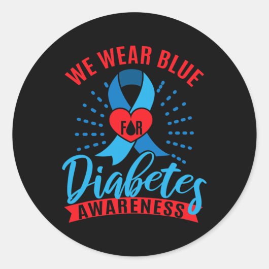 We Wear Blue For Diabetes Awareness  ラウンドシール (正面)