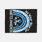 We Wear Blue For Diabetes Awareness Rainbow Leopar フリースブランケット (正面(横))