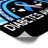 We Wear Blue For Diabetes Awareness Rainbow Leopar ポスター (角)