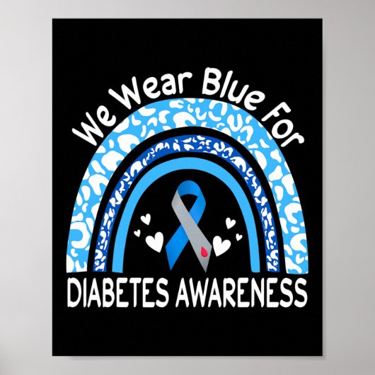 We Wear Blue For Diabetes Awareness Rainbow Leopar ポスター (正面)