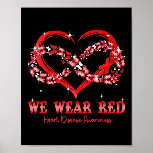 We Wear Red Butterfly Heart Heart Disease Awarenes ポスター (正面)