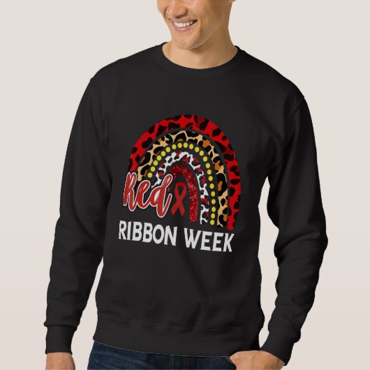 We Wear Red For Red Ribbon Week Awareness Leopard  スウェットシャツ (正面)