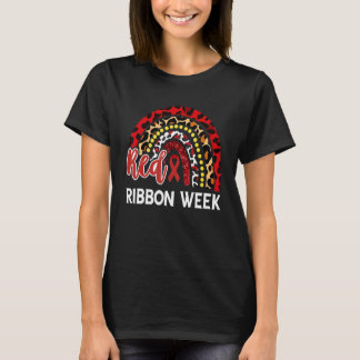 We Wear Red For Red Ribbon Week Awareness Leopard  Tシャツ