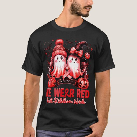 We Wear Red Ribbon Week Awareness Men Women gift f Tシャツ (正面)
