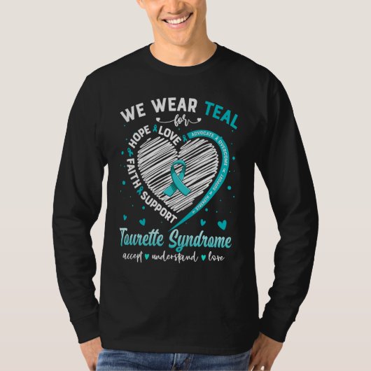 We Wear Teal For Tourette Syndrome Awareness Ribbo Tシャツ (正面)