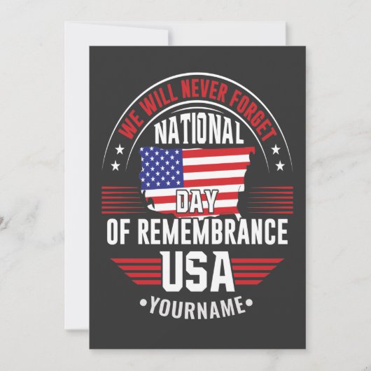 We Will Never Forget National Day of Remembrance サンキューカード (正面)