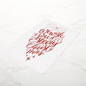 We Wish You A Merry Christmas Pinecone Calligraphy 箔シーズンカード (回転した状態)