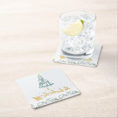 We Wish you a Merry Christmas Typography Tree スクエアペーパーコースター (インサイチュ)