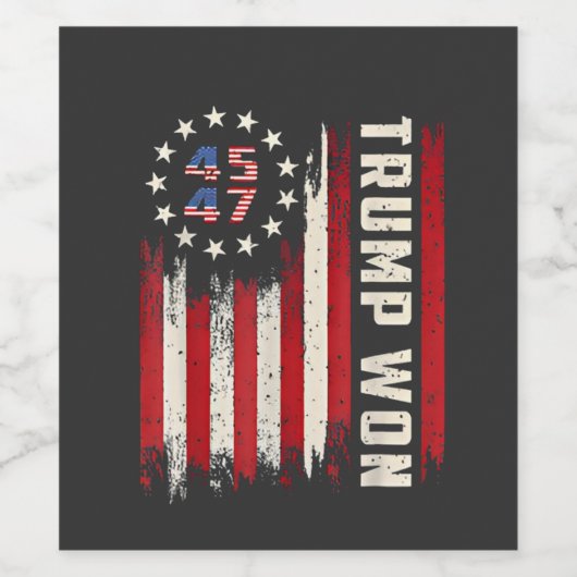 We Won TRUMP INAUGURATION American Flag  ワインラベル (シングルラベル)