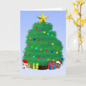 We Woof you a Merry Christmas カード (黄色い花)