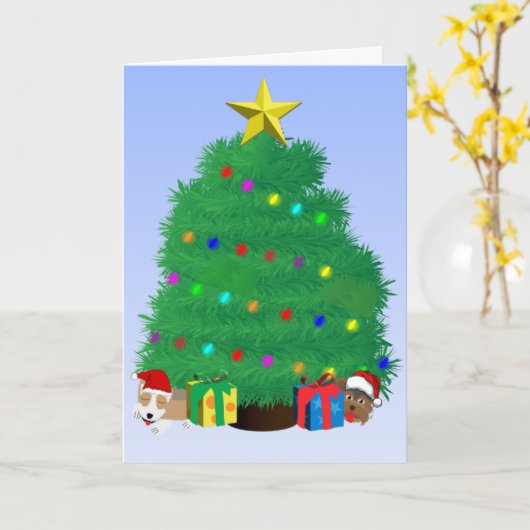 We Woof you a Merry Christmas カード (黄色い花)