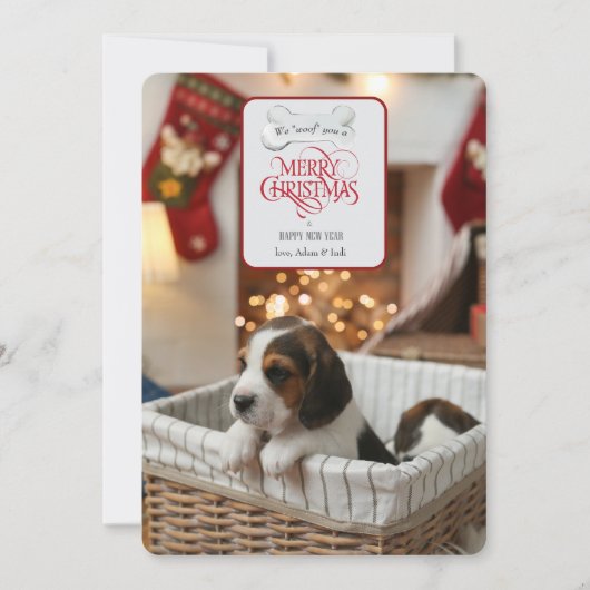 We "Woof" You Holiday Photo Card シーズンカード (正面)