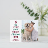 We Woof You Meerry Christmasおもしろいかわいい犬のペットの写真 シーズンポストカード (スタンド正面)