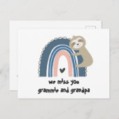 We You 恋しく思 Rainbow Sloth祖父母はがき ポストカード (正面/裏面)