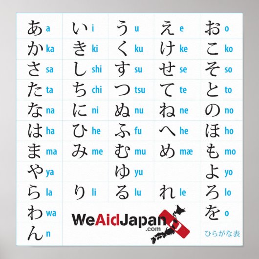 WeAidJapanひらがなグラフひらがな表 ポスター (正面)