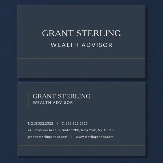 Wealth Advisor Navy Blue Professional 名刺