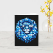 Wear Blue Autism Awareness Puzzle Lion Be Kind Men カード (黄色い花)