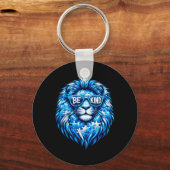 Wear Blue Autism Awareness Puzzle Lion Be Kind Men キーホルダー (正面)