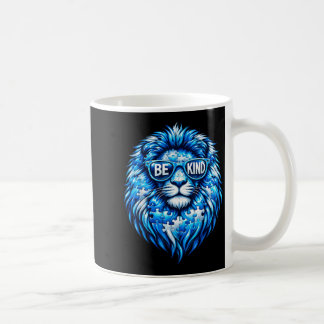 Wear Blue Autism Awareness Puzzle Lion Be Kind Men コーヒーマグカップ