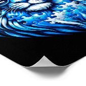 Wear Blue Autism Awareness Puzzle Lion Be Kind Men ポスター (角)