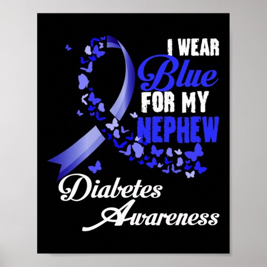 Wear Blue For My Nephew T1d Diabetes Awareness Blu ポスター (正面)