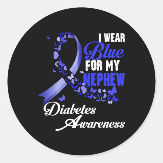 Wear Blue For My Nephew T1d Diabetes Awareness Blu ラウンドシール (正面)