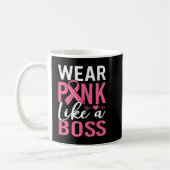 Wear Pink Like A Boss Breast Cancer Awareness Girl コーヒーマグカップ (左)