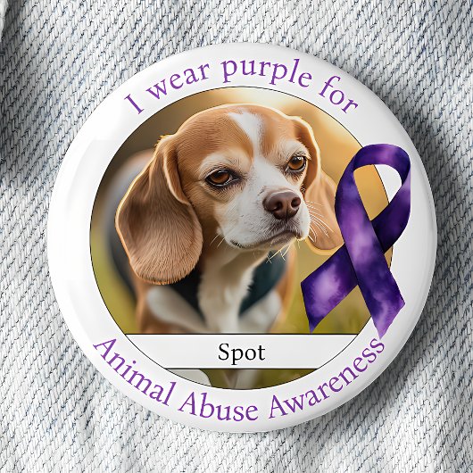 Wear Purple for Animal Abuse Awareness Photo 缶バッジ
