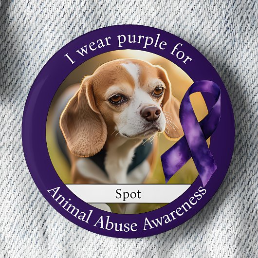 Wear Purple for Animal Abuse Awareness Photo 缶バッジ
