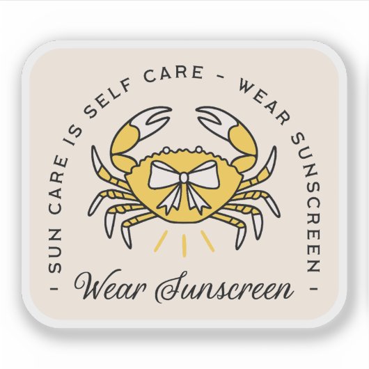 Wear sunscreen apply spf reminder beach aesthetic シール (正面)