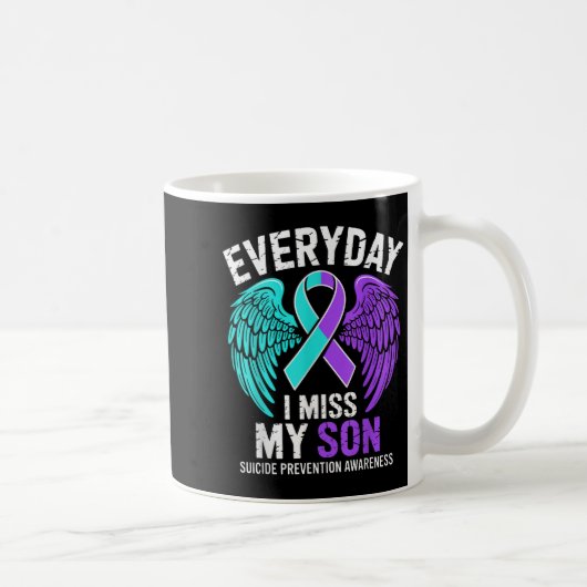 Wear Teal &amp; Purple I Miss My Son Suicide Preve コーヒーマグカップ (右)