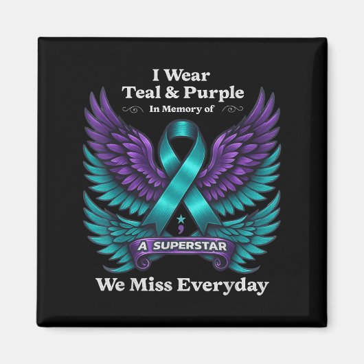Wear Teal &amp; Purple In Memory Of A Loved One Aw マグネット (正面)