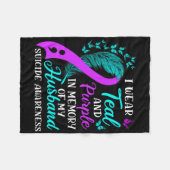 Wear Teal Purple In Memory Of My Husnd Suicide Awa フリースブランケット (正面(横))