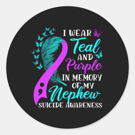 Wear Teal Purple In Memory Of My Nephew Suicide Aw ラウンドシール (正面)